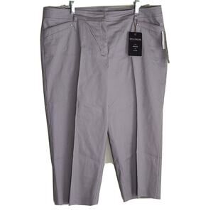 Zac & Rachel Capri Pants Women's Size 16 Silver/Gray Slim Crop Sateen New